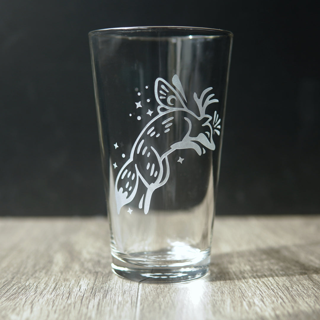 Fox Fairy Pint Glass - etched glassware