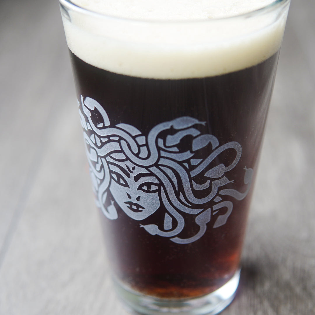 Medusa Pint Glass - etched glassware