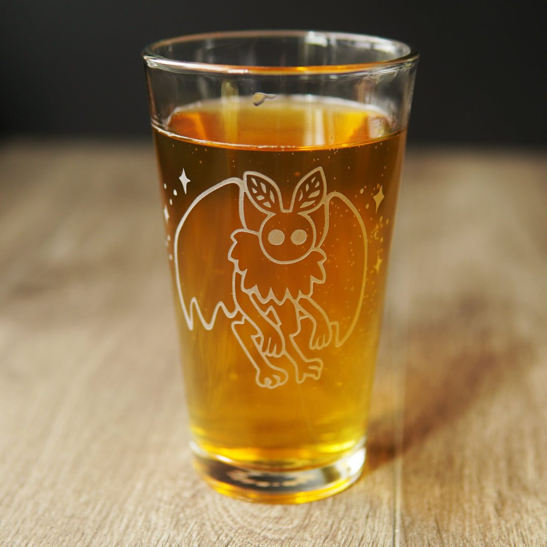 Mothman Pint Glass - etched Halloween horror glassware