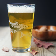 Salmon Pint Glass - etched fish glassware