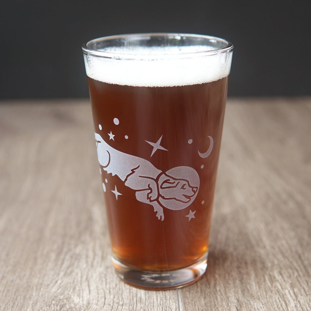Space Dog Pint Glass - etched glassware