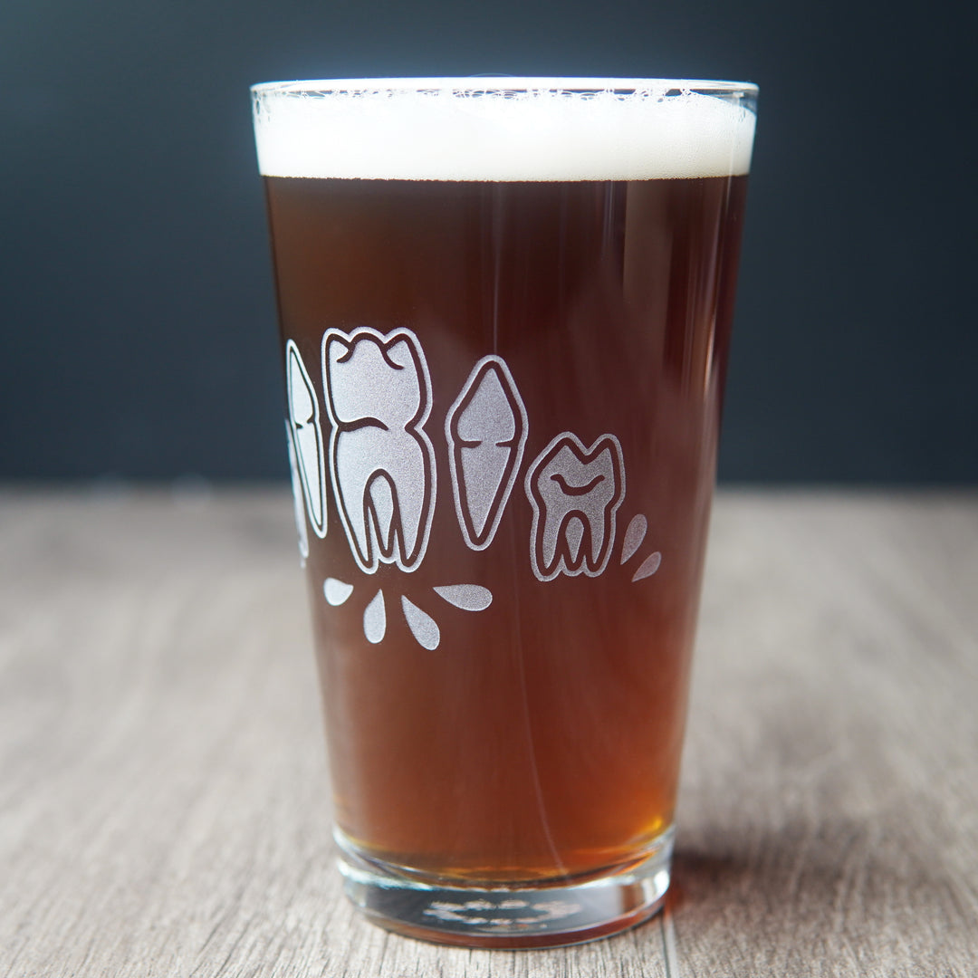 Teeth Pint Glass - etched glassware