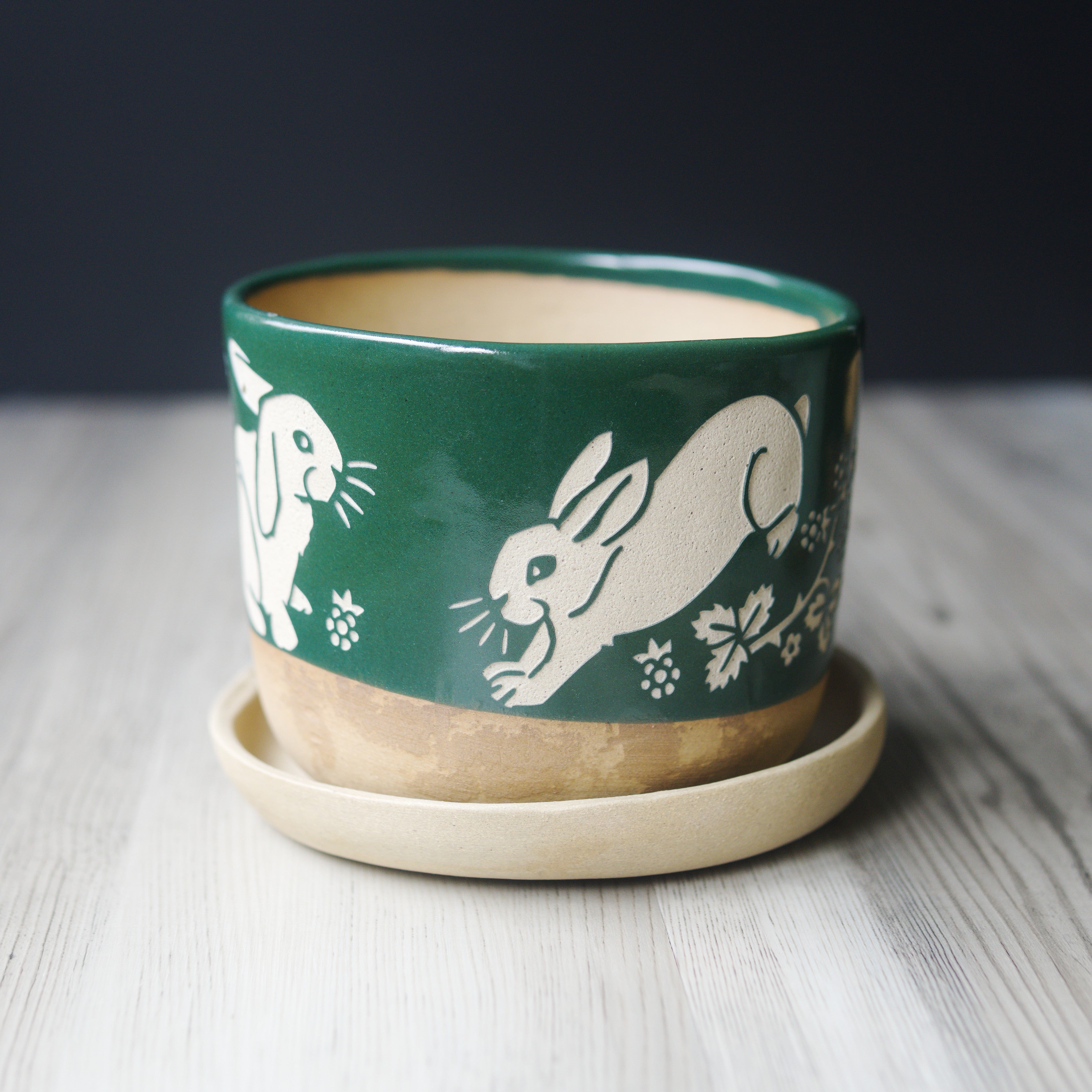 rabbit plant pot Rabbits Plant Pot, Farmhouse Style Planter with drainage + saucer