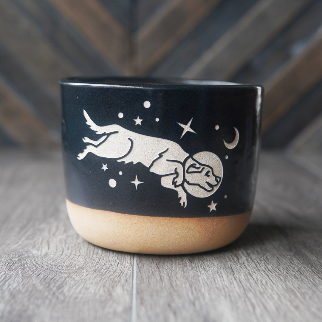 Space Dog Farmhouse Planter with Saucer