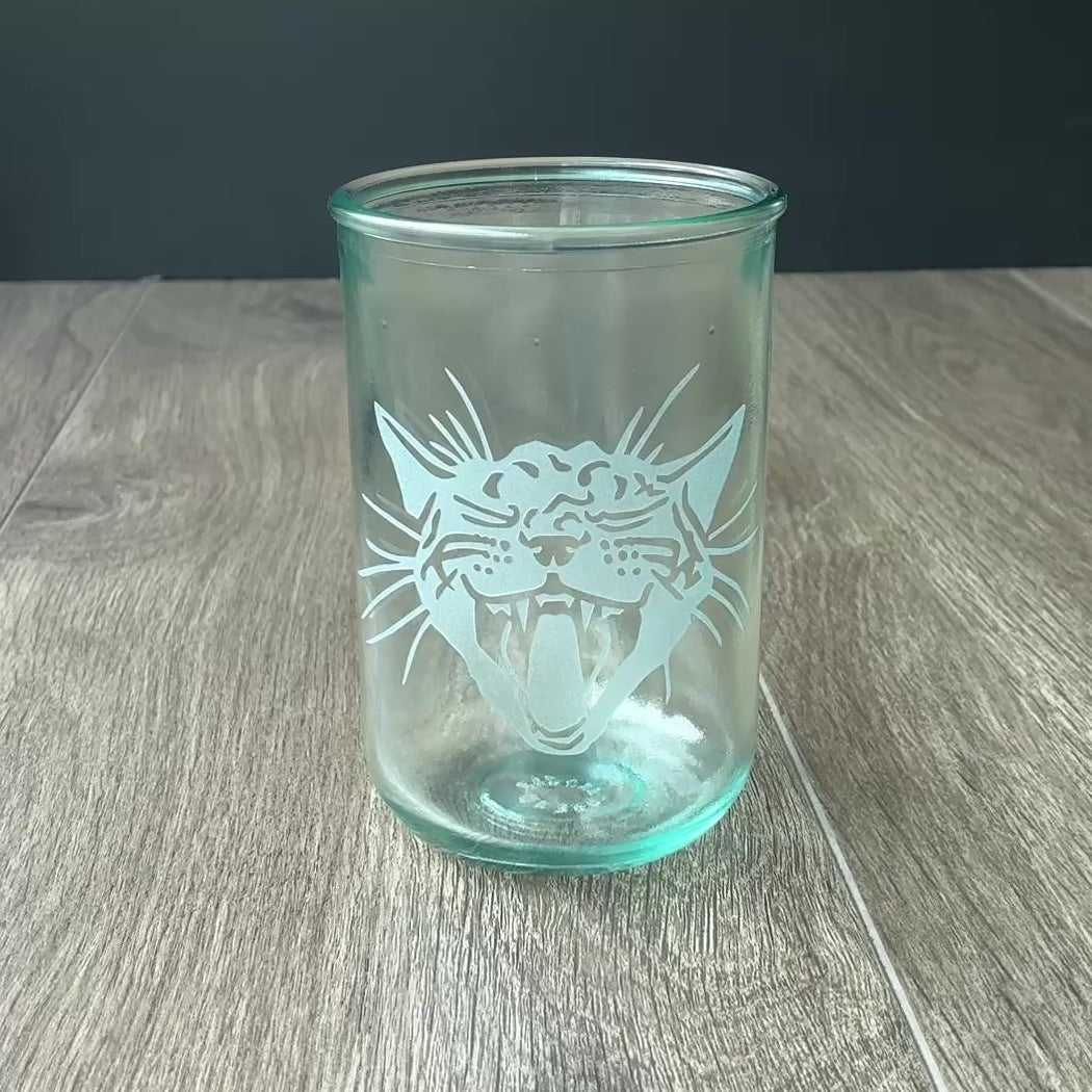 Screaming Cat Rustic Recycled Glass Tumbler