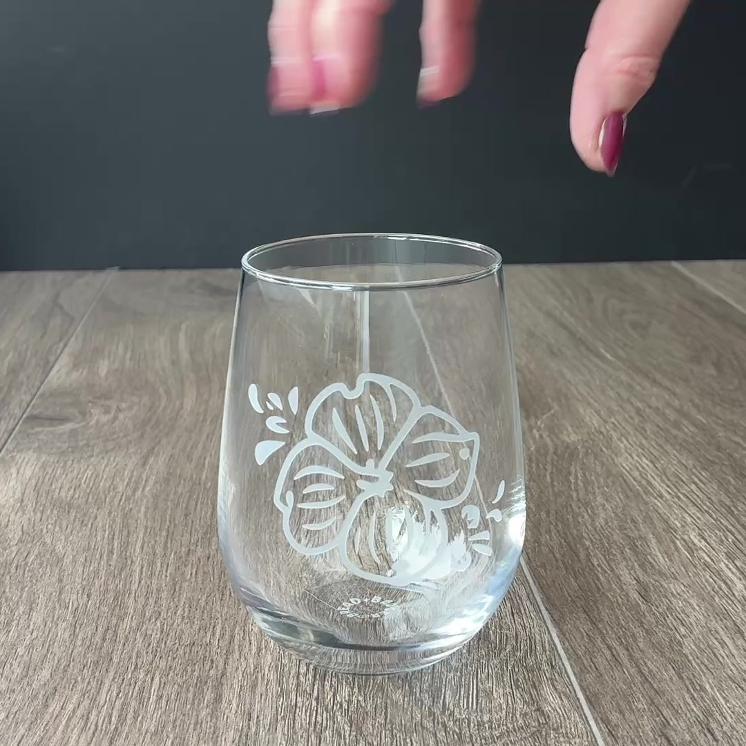 Dogwood Flowers Wine Glass - etched kitchen glassware