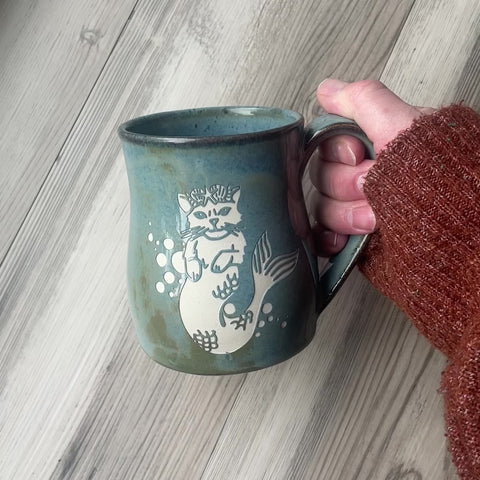 Mermaid Cat Mug - Hearth Collection Handmade Pottery