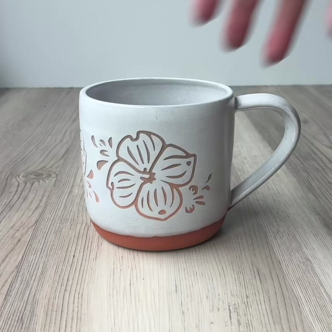 Dogwood Flowers Mug - Farmhouse Style Handmade Pottery