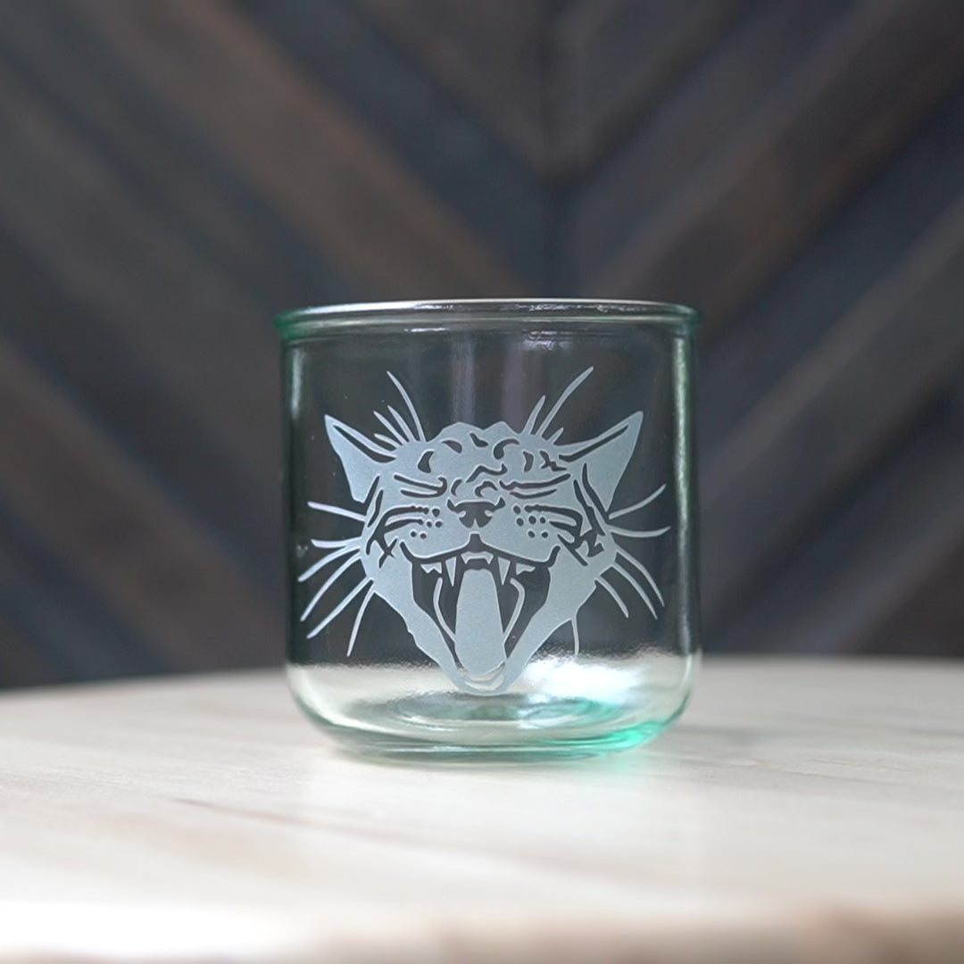 Screaming Cat Rustic Recycled Glass Tumbler