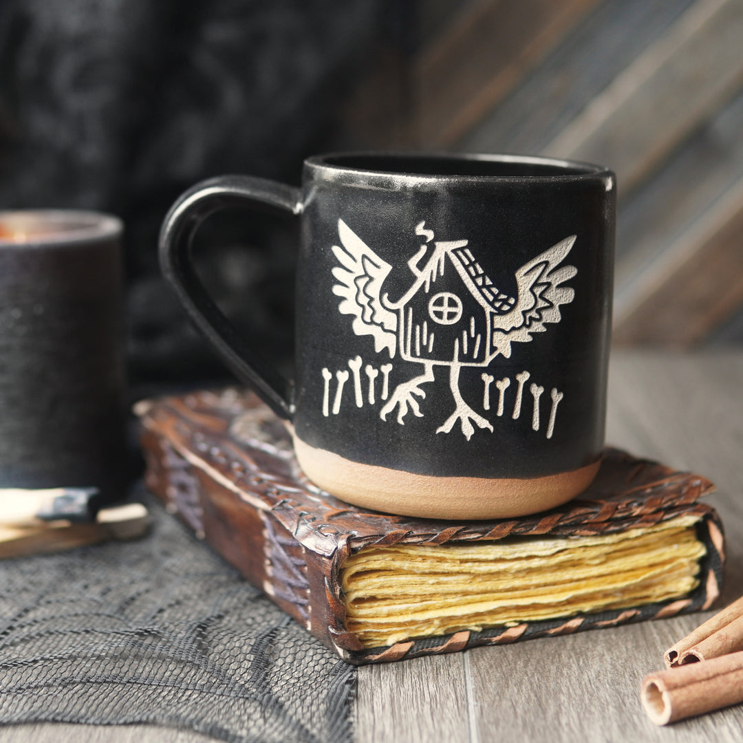 Baba Yaga's Hut Mug, Farmhouse Style Handmade Pottery