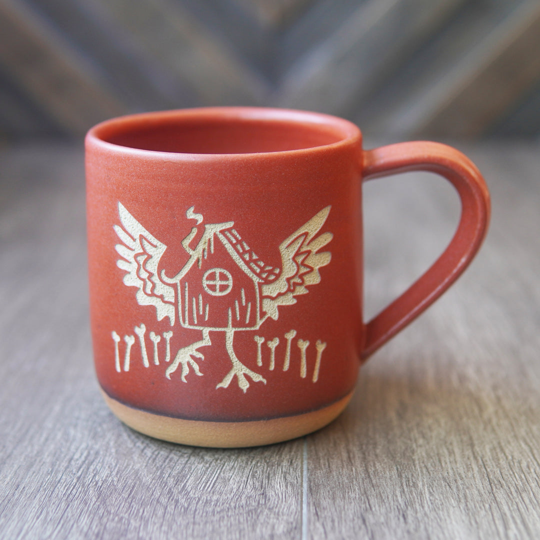 Baba Yaga's Hut Mug, Farmhouse Style Handmade Pottery