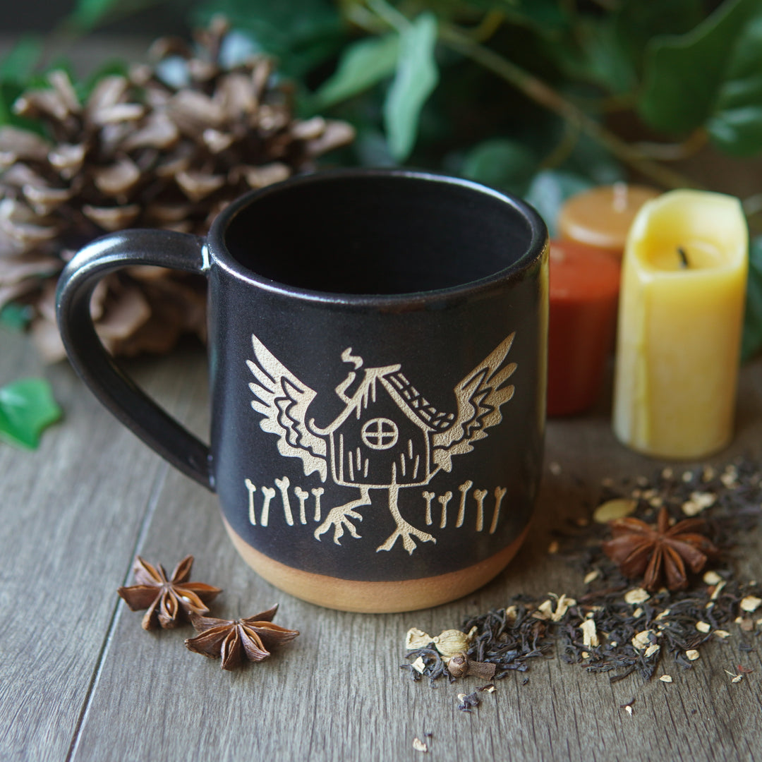 Baba Yaga's Hut Mug, Farmhouse Style Handmade Pottery