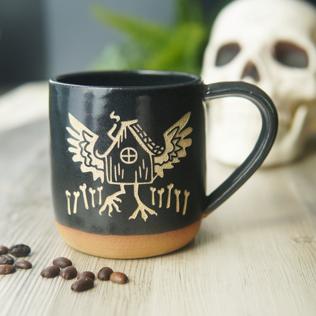 Baba Yaga's Hut Mug, Farmhouse Style Handmade Pottery