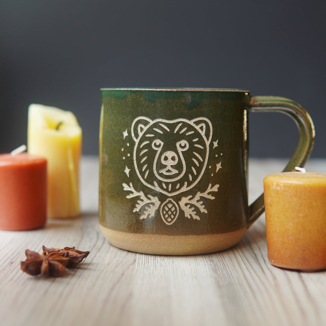 Bear Mug, Farmhouse Style Handmade Pottery