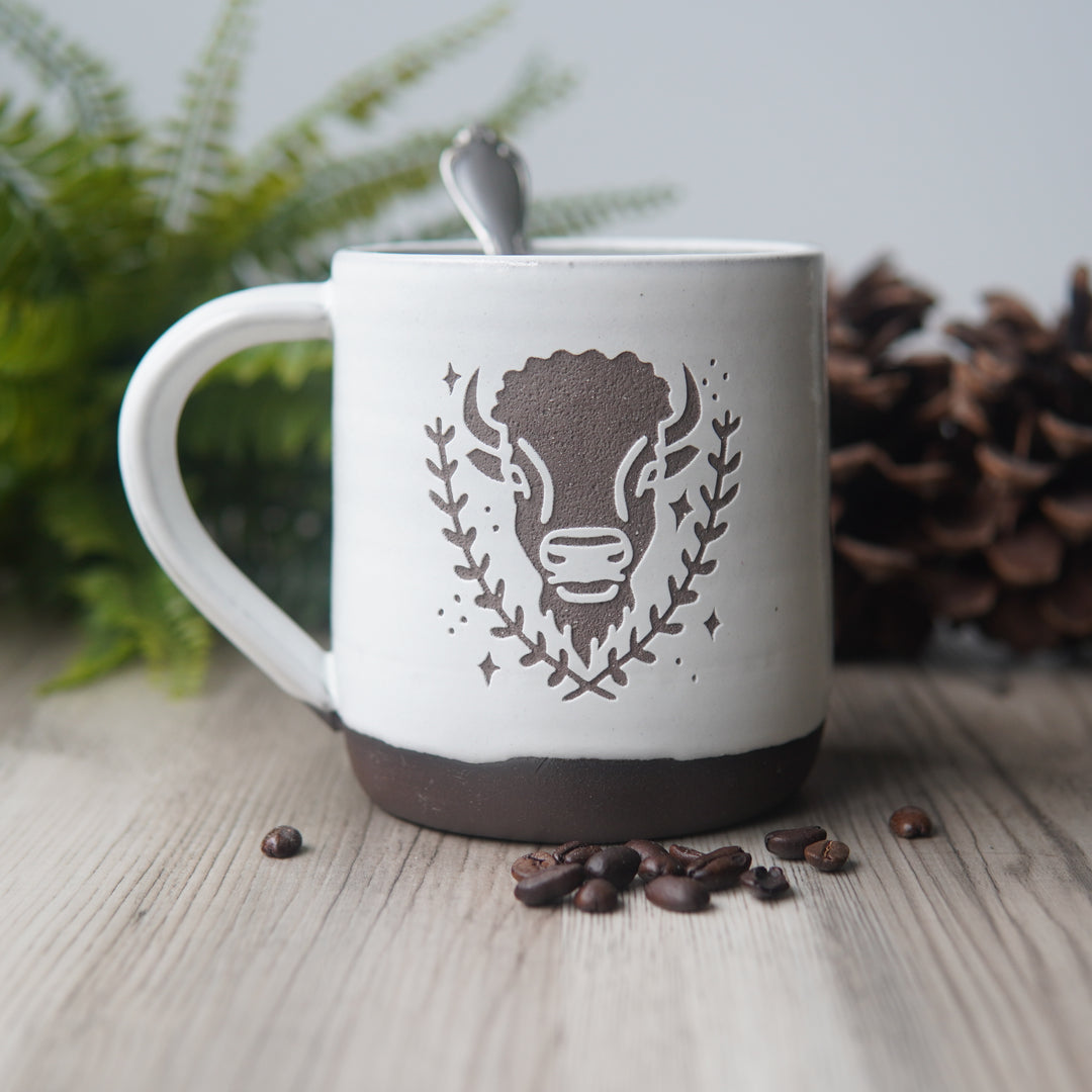 Bison Mug, Farmhouse Style Handmade Pottery