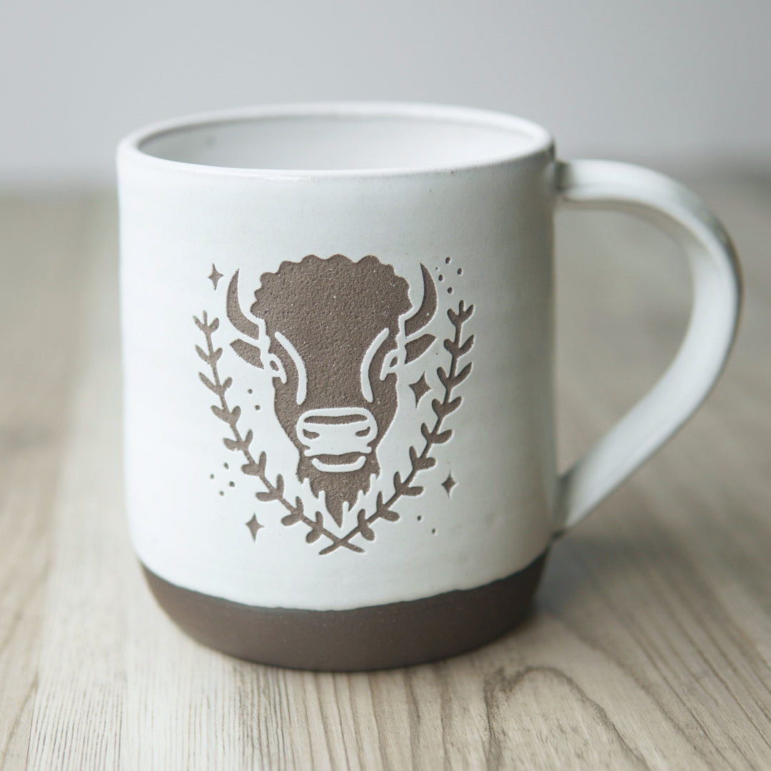 Bison Mug, Farmhouse Style Handmade Pottery