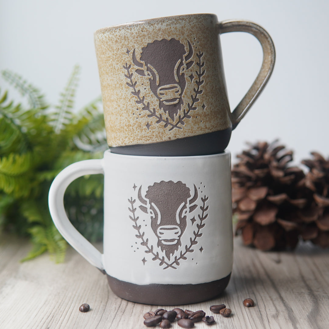 Bison Mug, Farmhouse Style Handmade Pottery