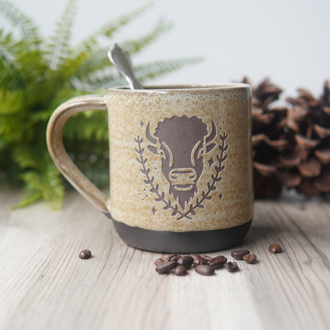 Bison Mug, Farmhouse Style Handmade Pottery