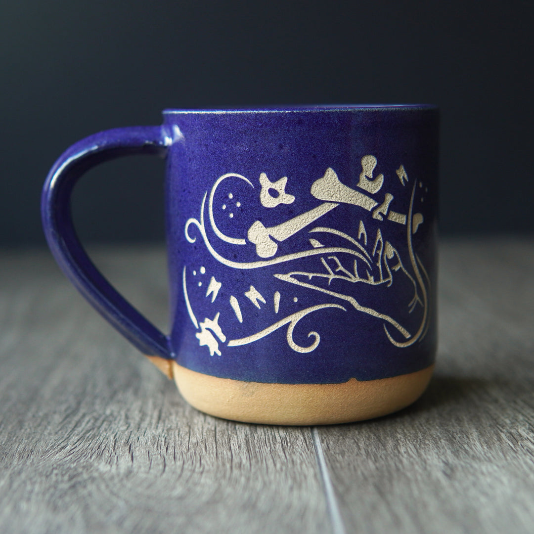 Necromancer Mug - Bone Witch / Knight - Farmhouse Style Handmade Pottery