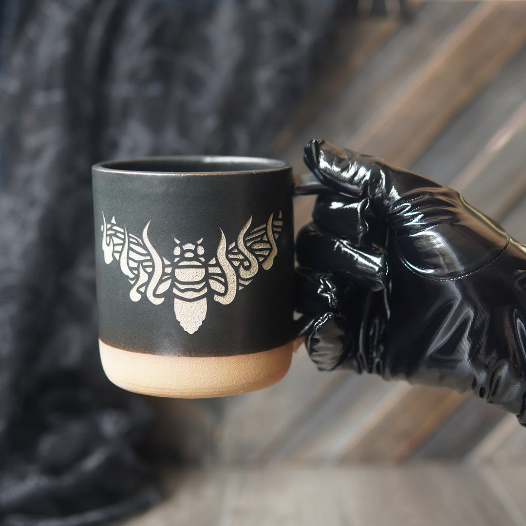 Cicada Mug, Flaming Winged Insect - Farmhouse Style Handmade Pottery