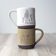 Cat Mushrooms Mug, Farmhouse Style Handmade Pottery