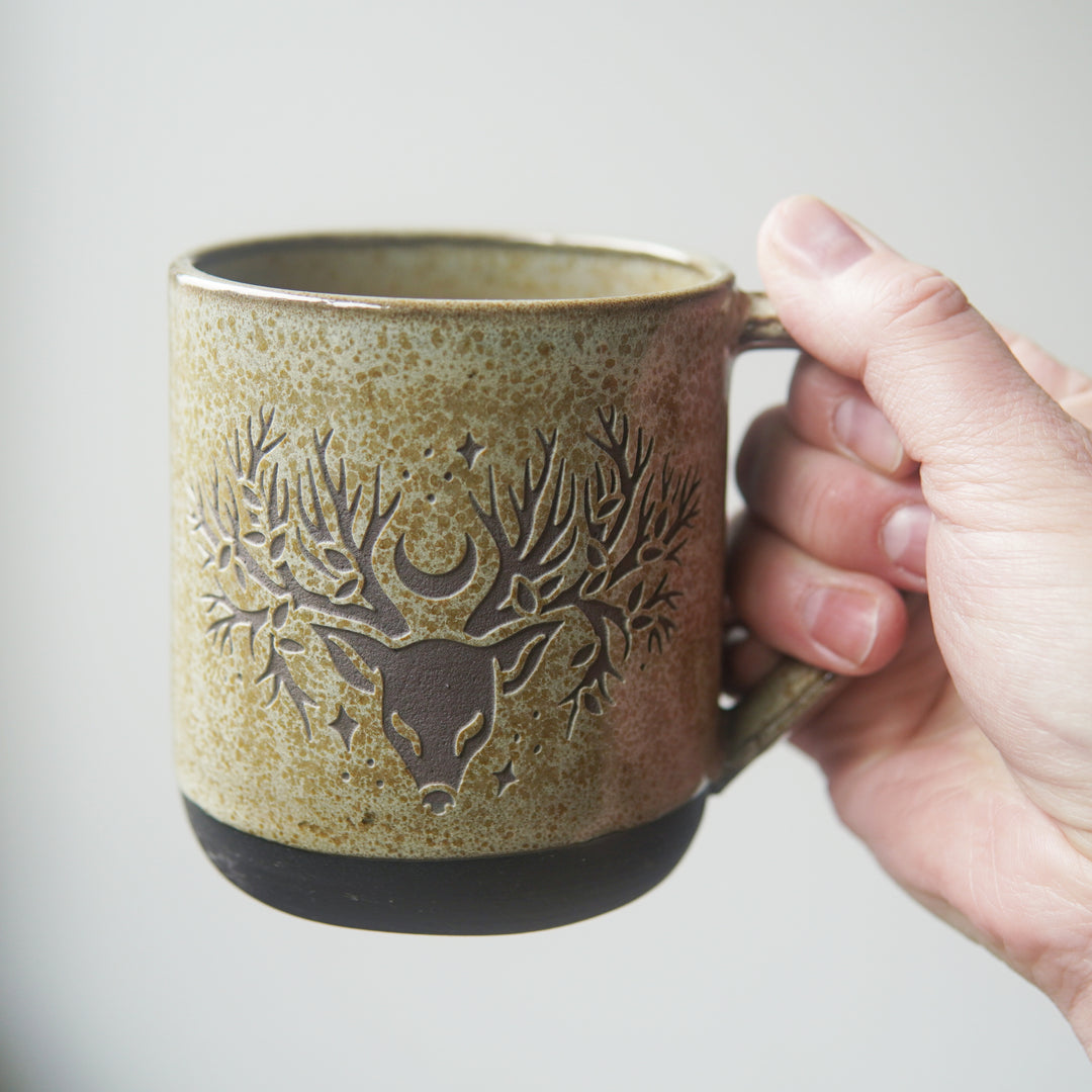 Deer Tree Mug, Farmhouse Style Handmade Pottery