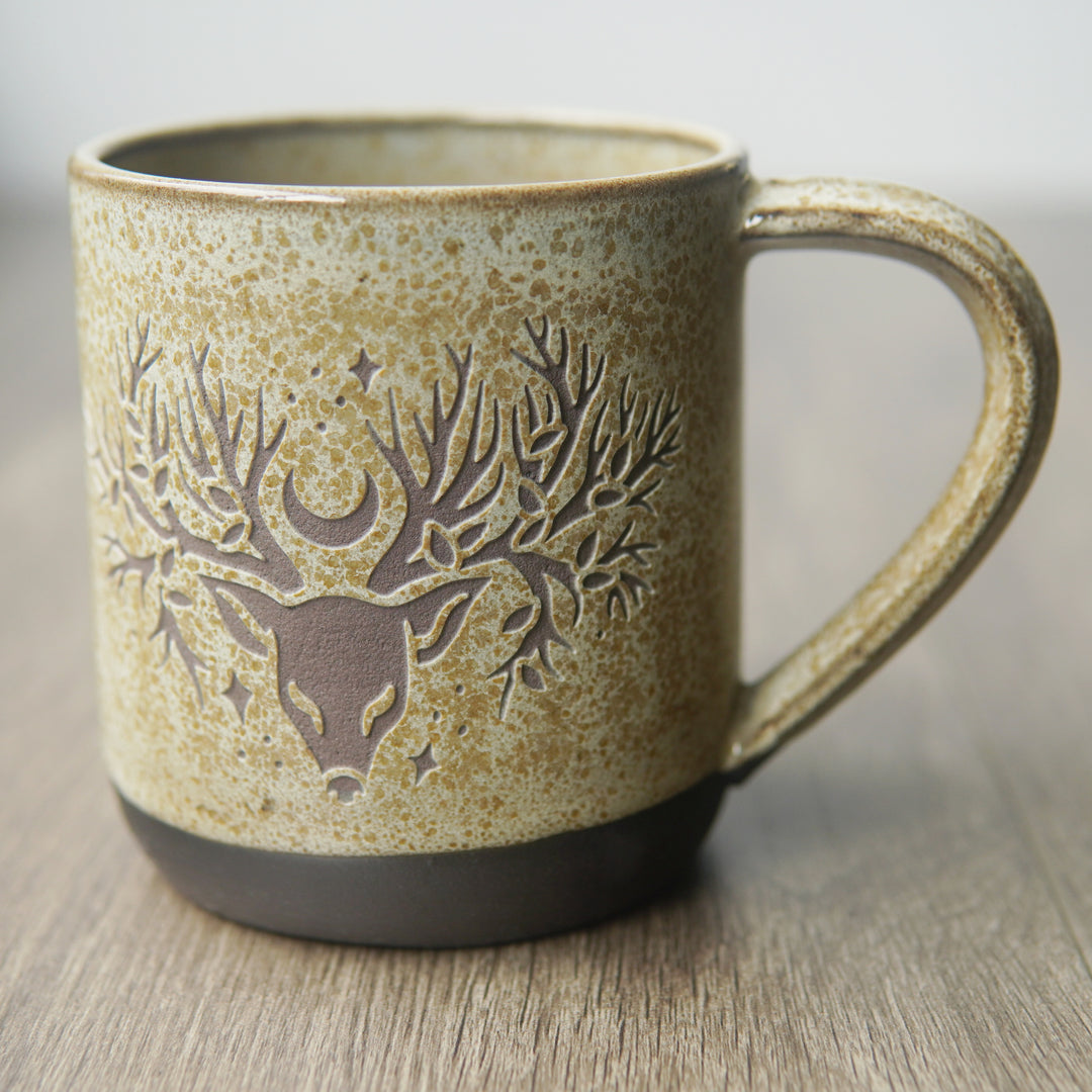 Deer Tree Mug, Farmhouse Style Handmade Pottery