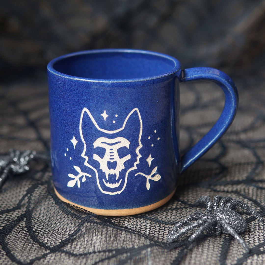 Dog Skull Mug, Farmhouse Style Handmade Pottery