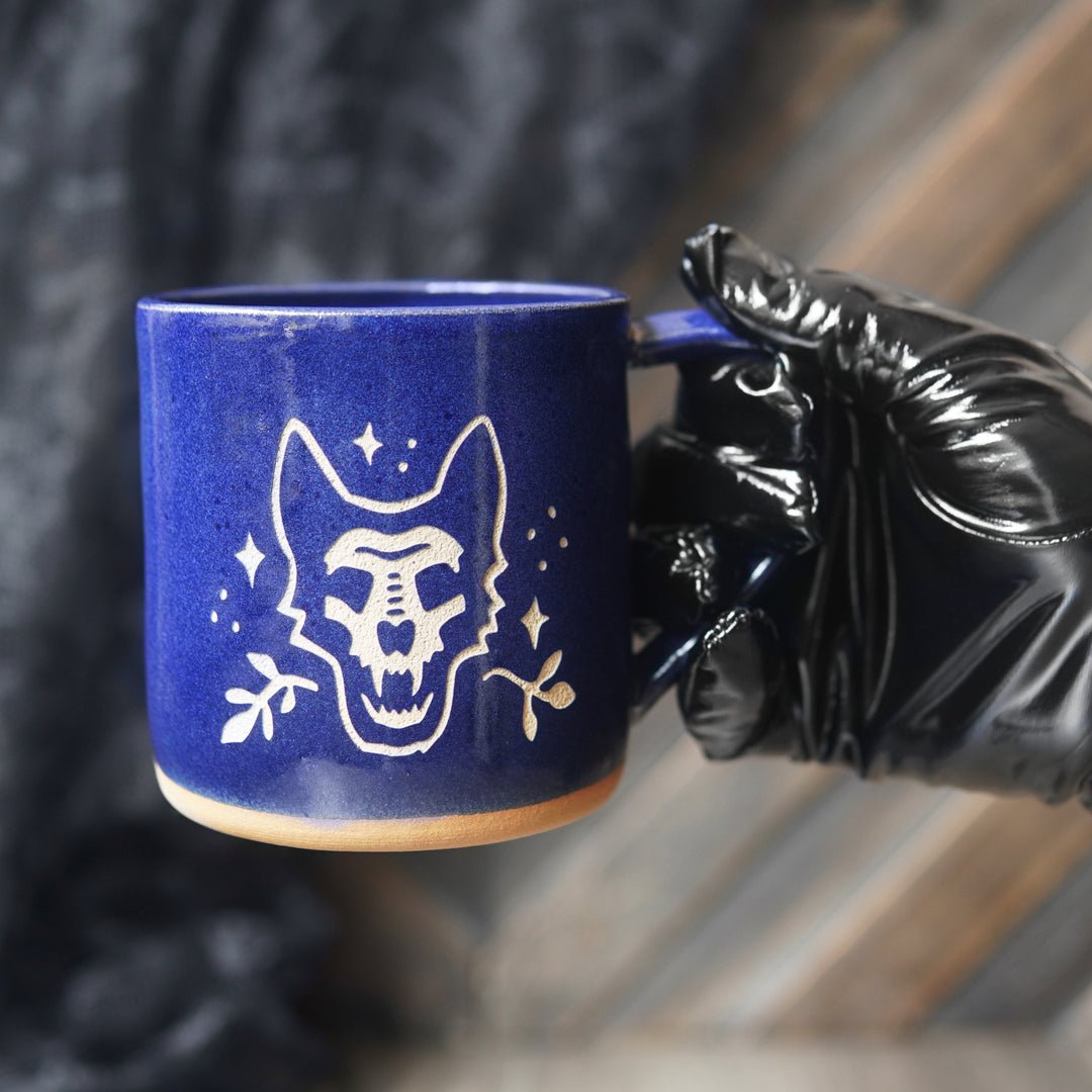 Dog Skull Mug, Farmhouse Style Handmade Pottery