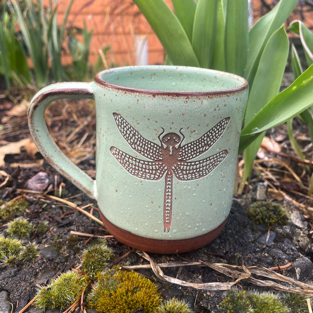 Dragonfly Mug, Farmhouse Style Handmade Pottery