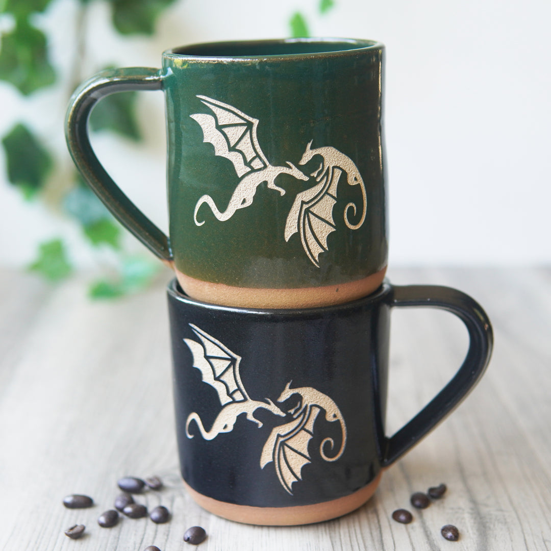 Dragon Mug, Farmhouse Style Handmade Pottery