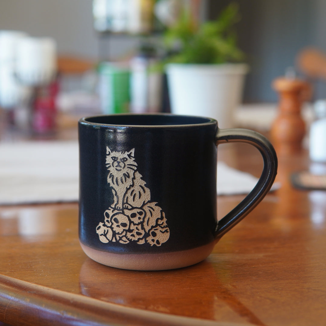 Dungeon Cat Mug, Farmhouse Style Handmade Pottery