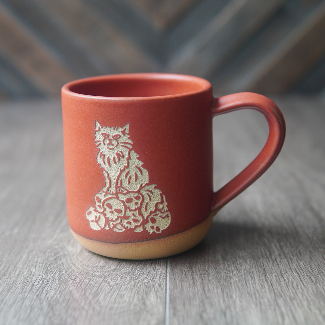 Dungeon Cat Mug, Farmhouse Style Handmade Pottery