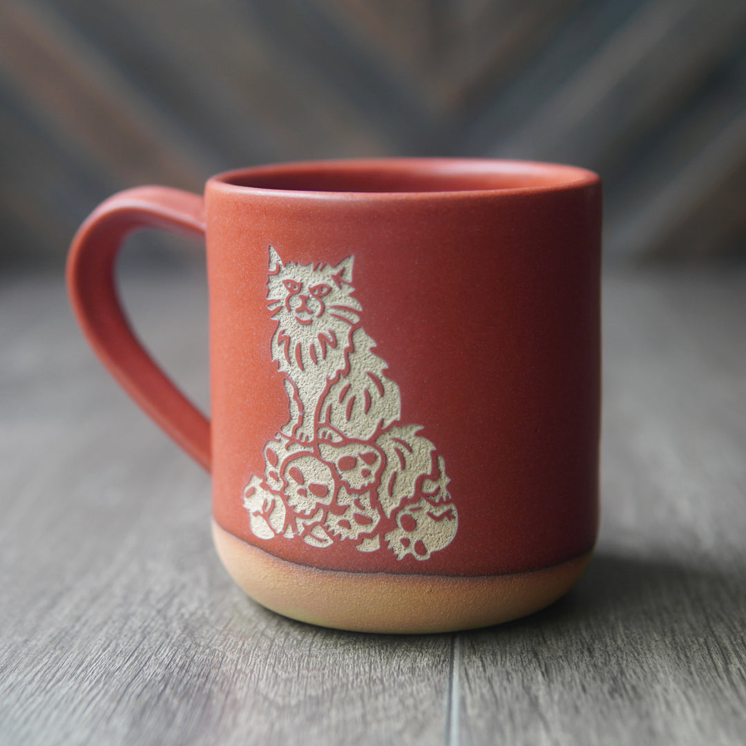 Dungeon Cat Mug, Farmhouse Style Handmade Pottery
