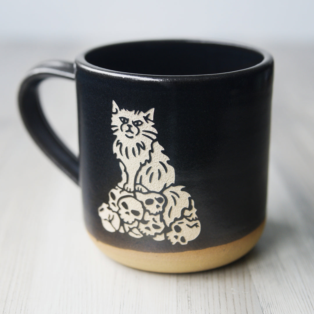 Dungeon Cat Mug, Farmhouse Style Handmade Pottery