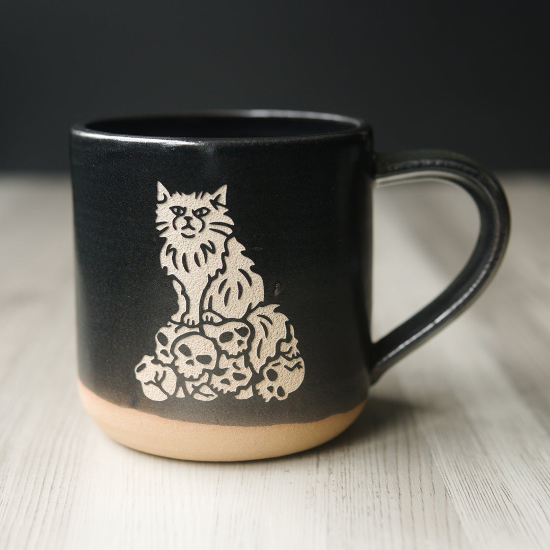 Dungeon Cat Mug, Farmhouse Style Handmade Pottery
