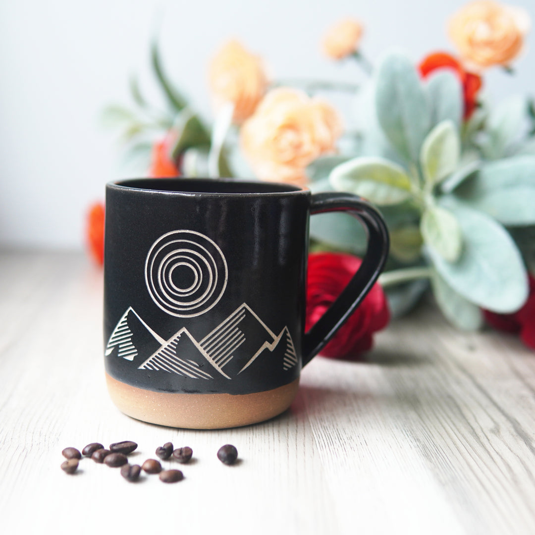 Good Morning + Good Night Mug, Farmhouse Style Handmade Pottery