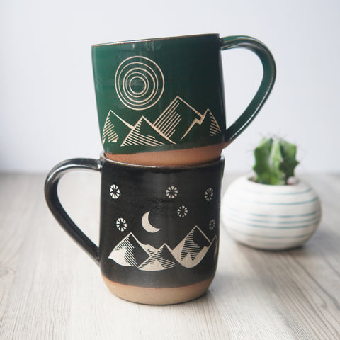 Handcrafted Cactus Ceramic Coffee Mug - Unique Hand Thrown Pottery
