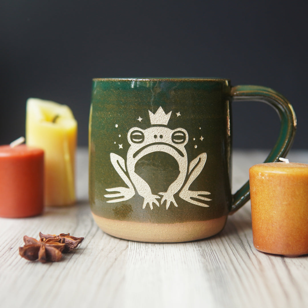 Frog Prince Mug, Farmhouse Style Handmade Pottery