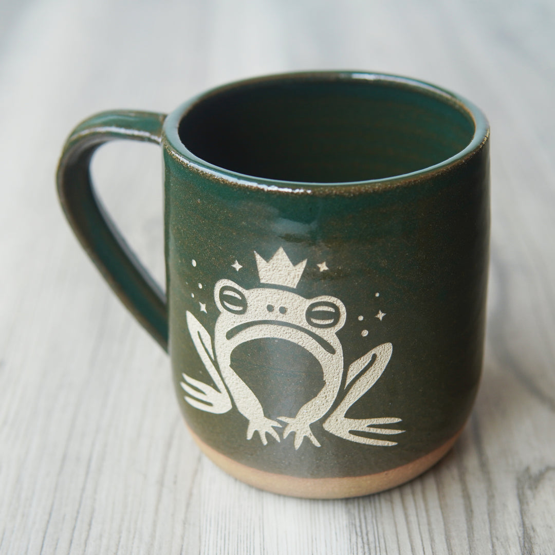 Frog Prince Mug, Farmhouse Style Handmade Pottery