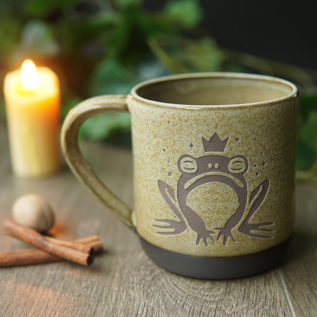 Frog Prince Mug, Farmhouse Style Handmade Pottery