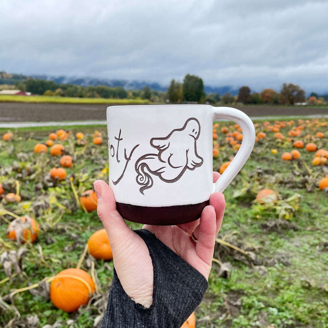 Ghost Booty Mug - Farmhouse Style handmade pottery