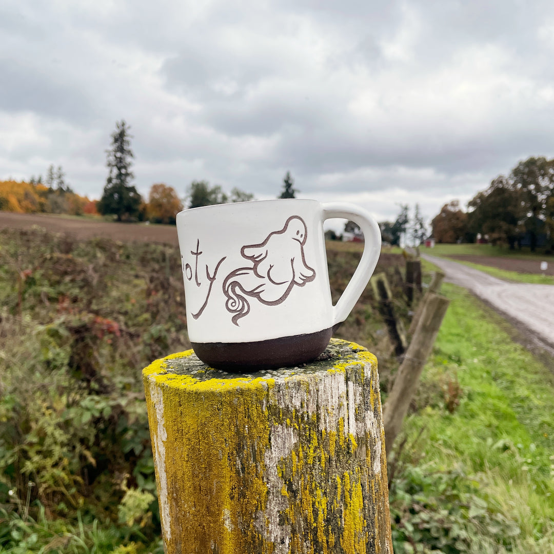 Ghost Booty Mug - Farmhouse Style handmade pottery