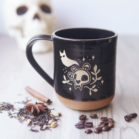 Haunted Skull Mug, Farmhouse Style Handmade Pottery