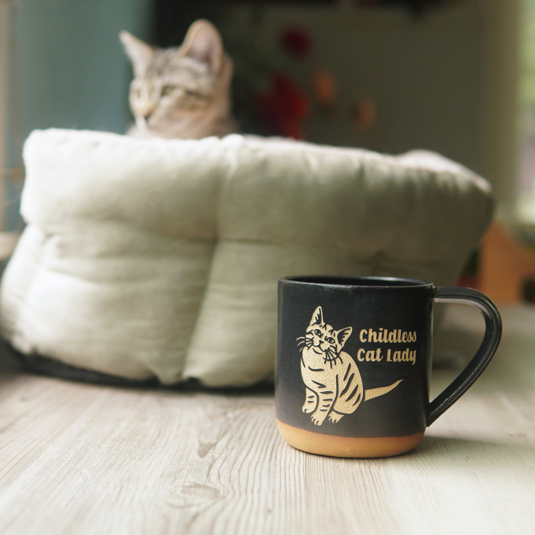 Childless Cat Lady Mug - Farmhouse Style Handmade Pottery