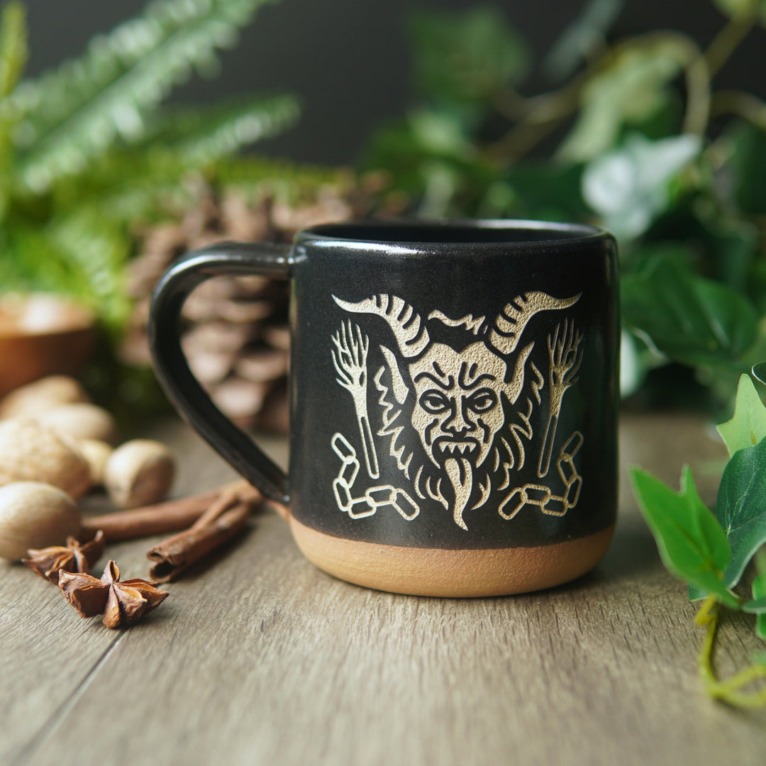 Krampus Mug, Farmhouse Style Handmade Pottery