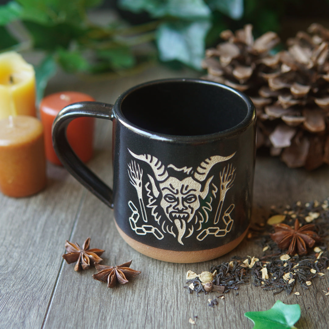 Krampus Mug, Farmhouse Style Handmade Pottery