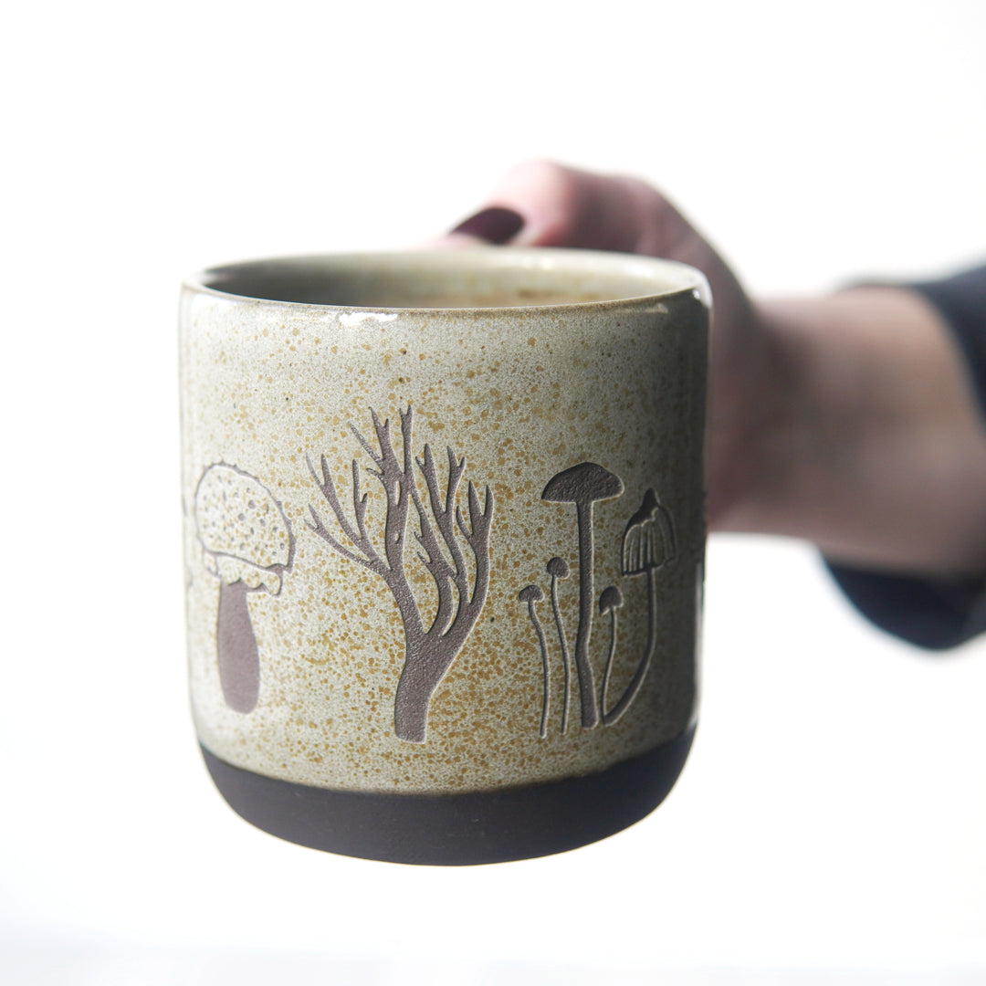 Mushroom Collection Mug, Farmhouse Style Handmade Pottery