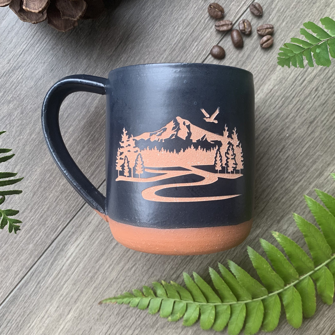 Mount Hood Mug, Farmhouse Style Handmade Pottery