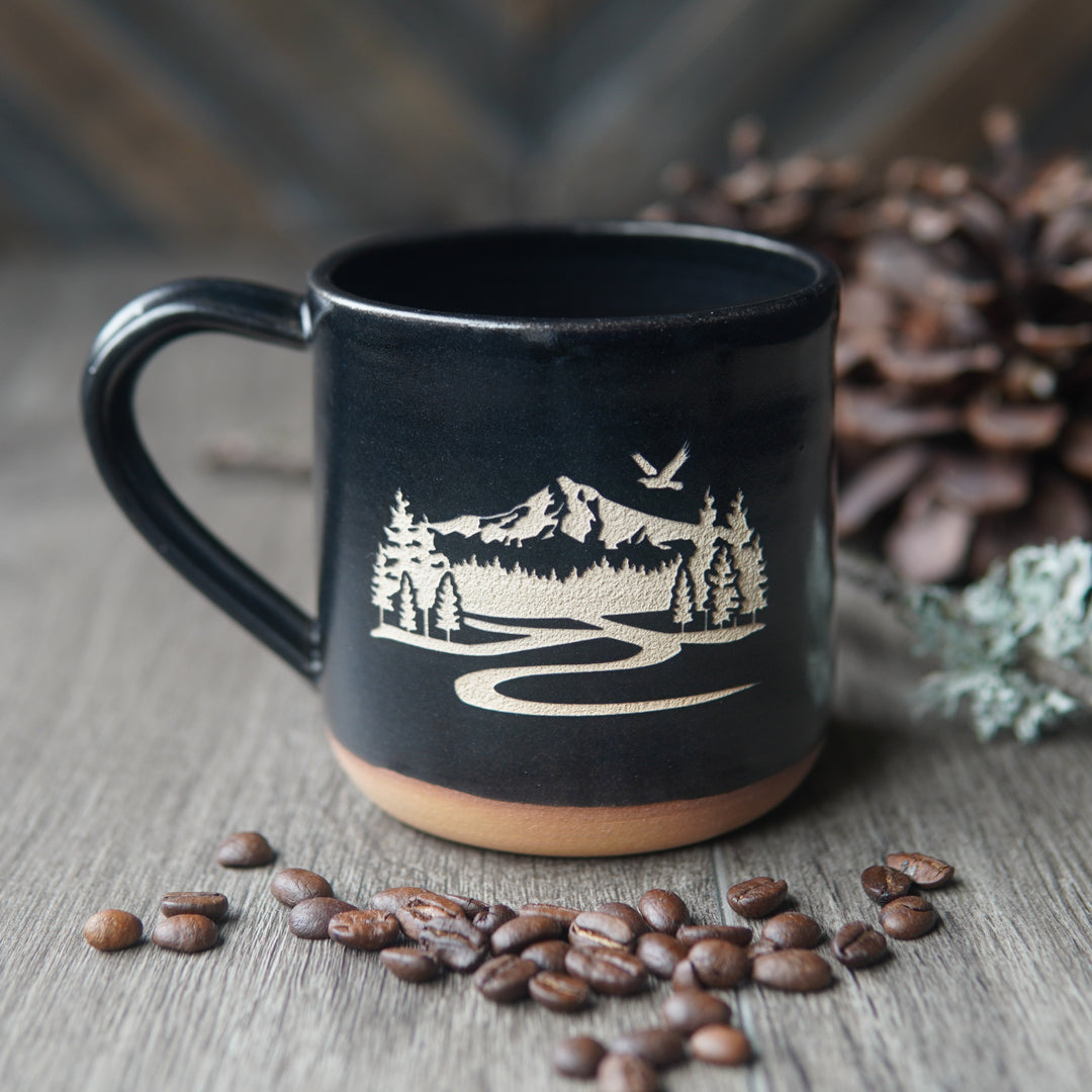 Mount Hood Mug, Farmhouse Style Handmade Pottery